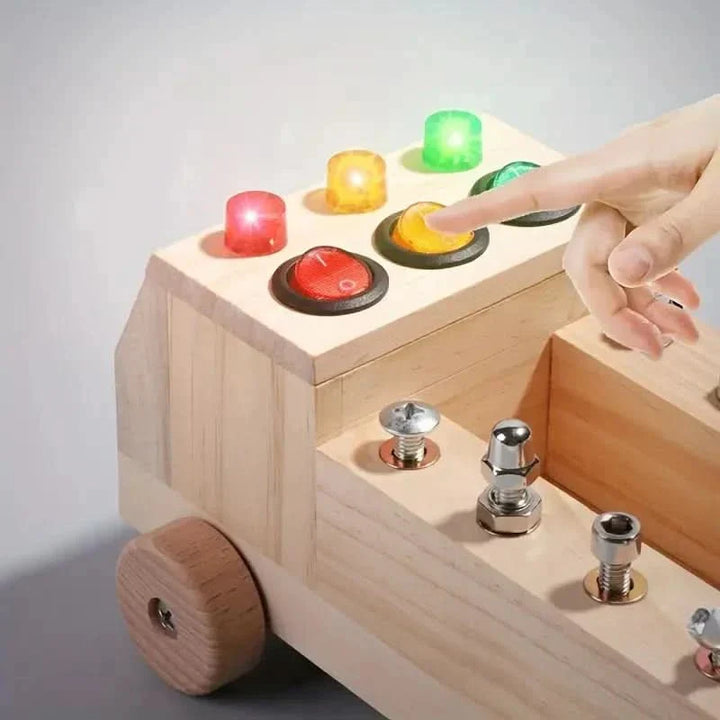 Durable wooden activity board, designed for preschool children to build fine motor and sensory skills.