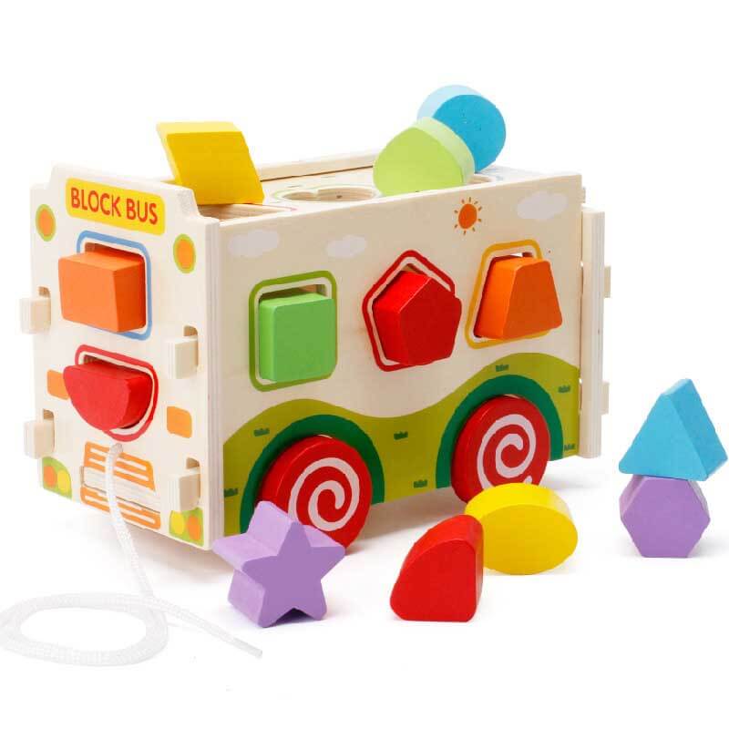 Complete wooden activity cube with shape sorter, xylophone, beads, and maze for toddler engagement.