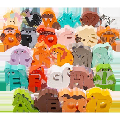 Colorful wooden alphabet animal puzzle fostering cognitive development in young children