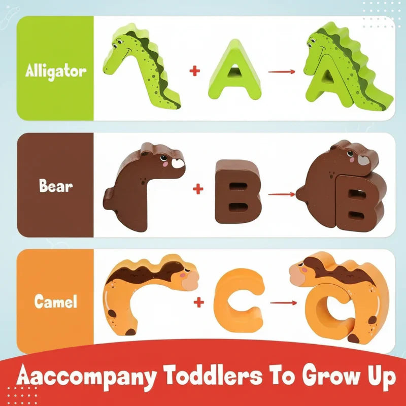 Kids activity: Child matching a wooden letter 'B' to a Bear puzzle piece, educational play