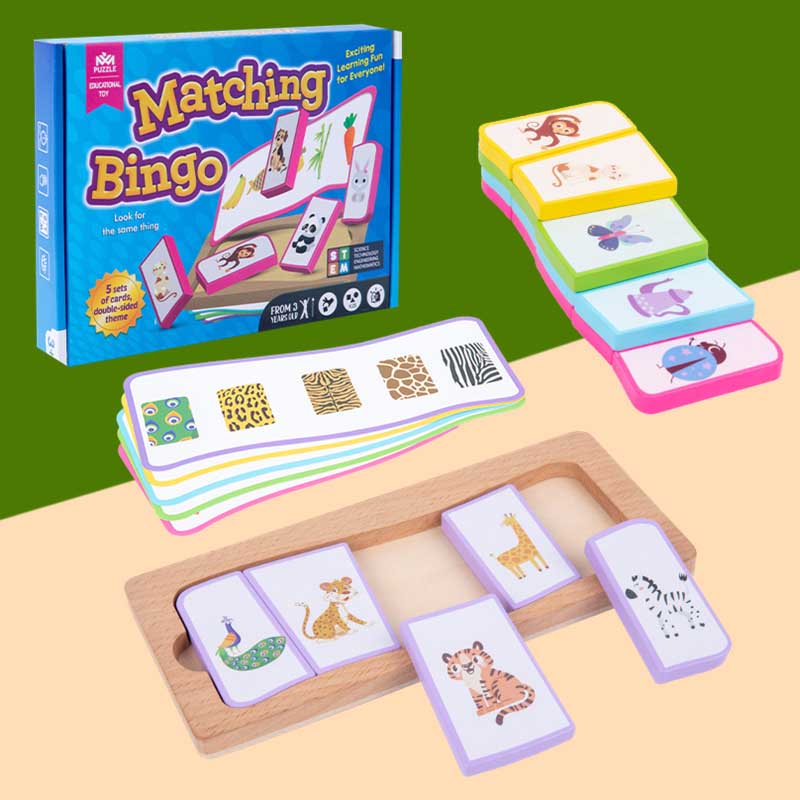 Wooden animal & fruit matching puzzle for kids, vibrant cognitive learning toy