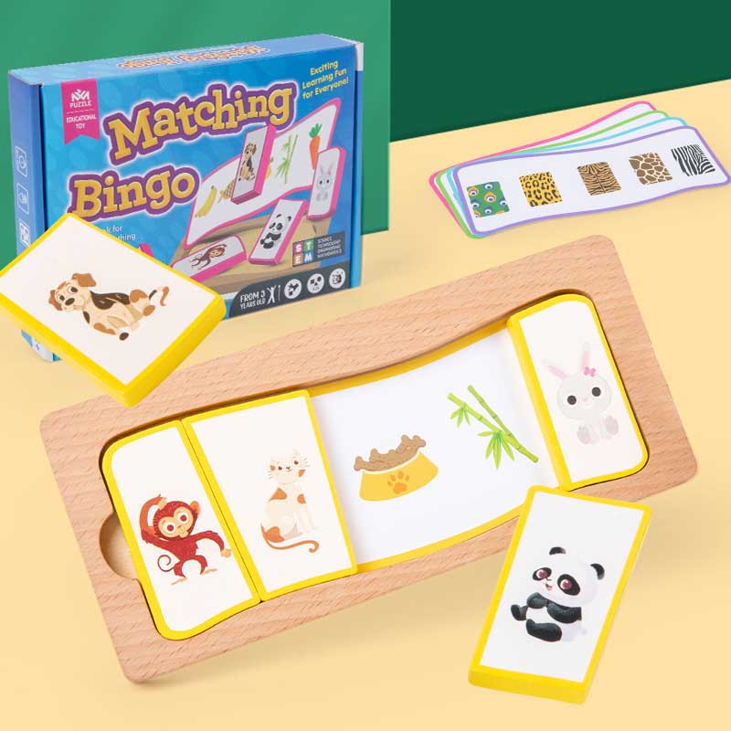 Kids' activity set: wooden animal and fruit matching puzzle, educational and fun