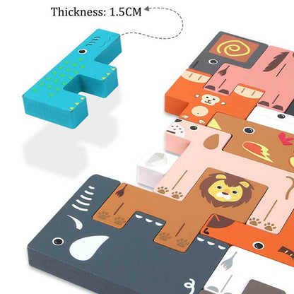 Toddler stacking blocks featuring various wooden animals, a classic Montessori toy and children's gift
