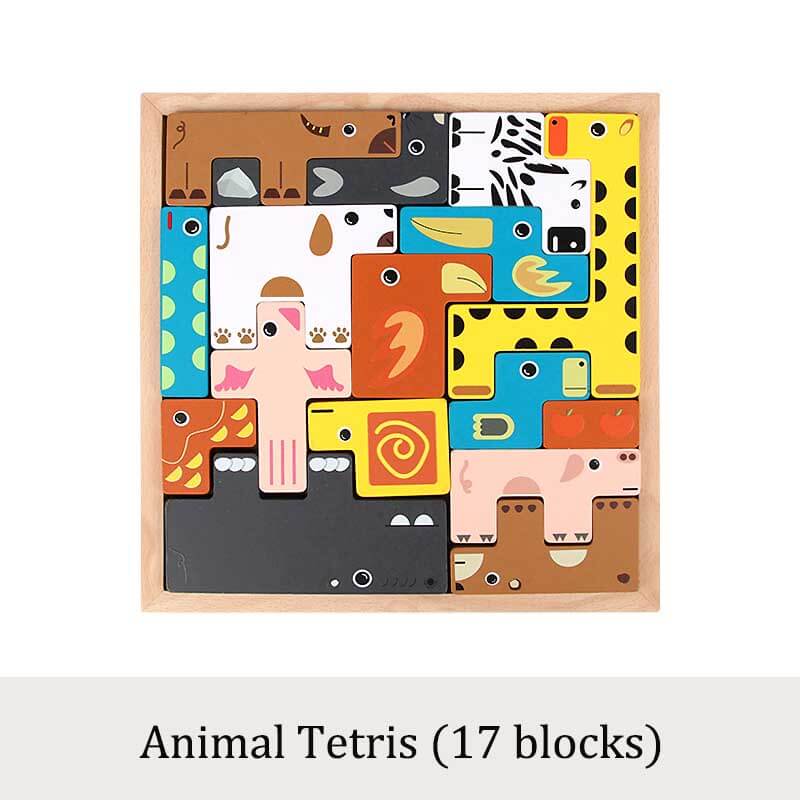 Montessori wooden animal stacking blocks, a durable and engaging educational toy for young children's play