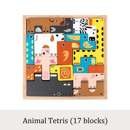 Montessori wooden animal stacking blocks, a durable and engaging educational toy for young children's play