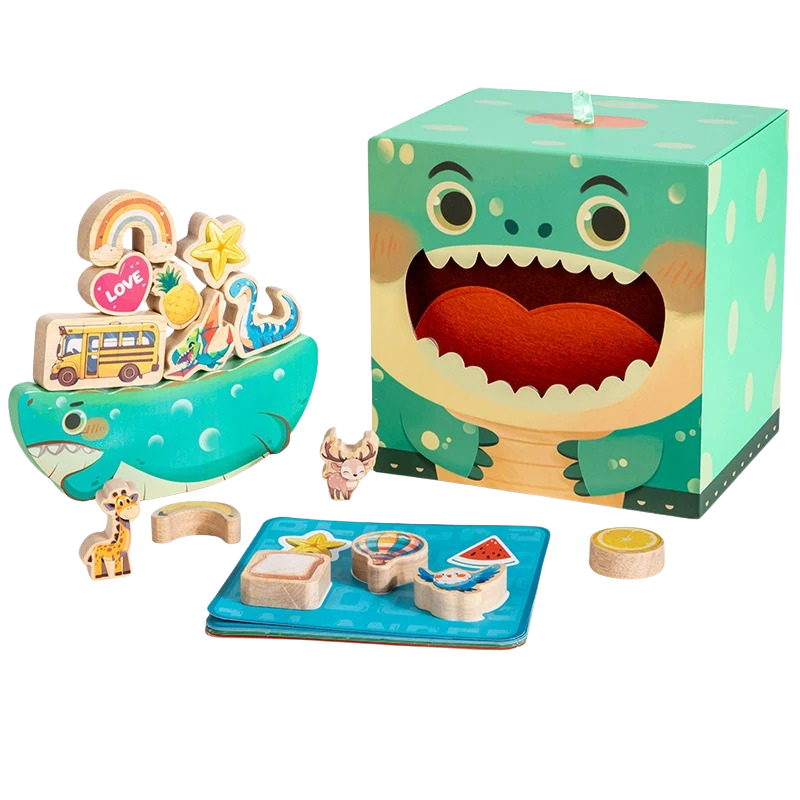 Unisex toddler stacking toy featuring various animal shapes, an educational and fun activity.