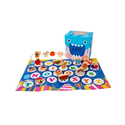 Toddler wooden stacking game, a Montessori educational toy for developing motor skills & animal recognition.