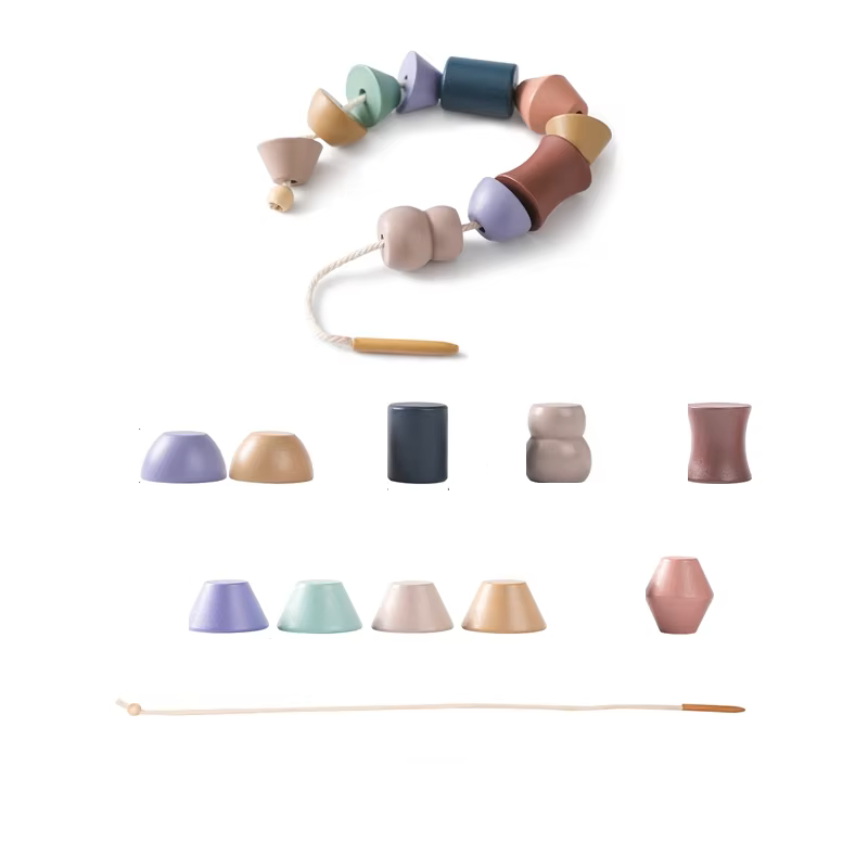 Montessori wooden animal stacking train with educational blocks, promotes balance & preschool learning fun.