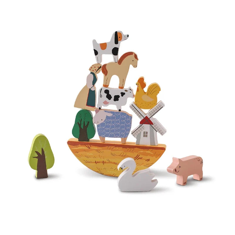 Montessori wooden animal train, stacking blocks & shape sorter, combining multiple educational toys.