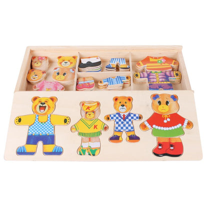 Toddler educational wooden bear puzzle set, enhancing creative play.