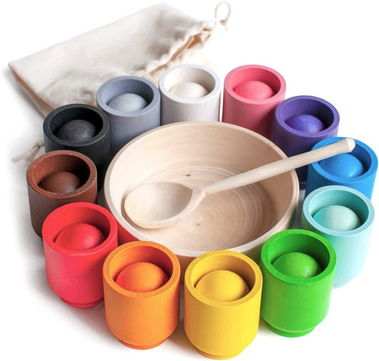 Wooden color sorting game, early learning Montessori toy for preschool kids, developing fine motor skills