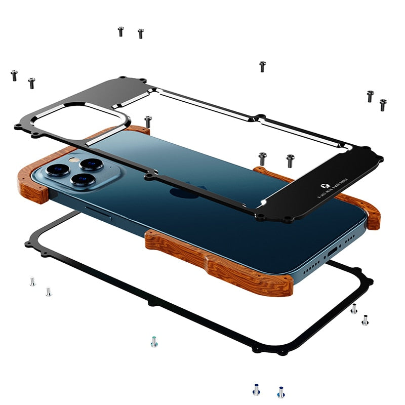 Durable wooden iPhone case, crafted from natural wood, offering shockproof protection and a sophisticated look.