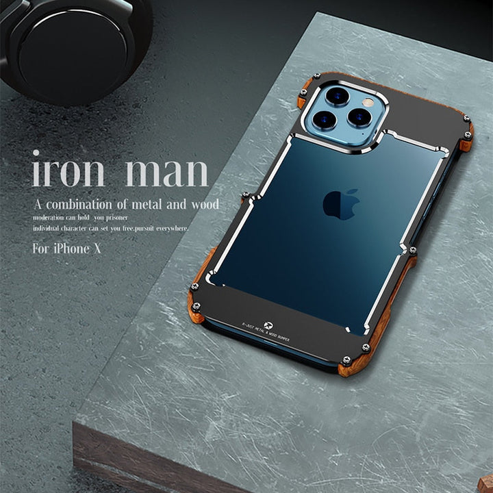Hand holding a natural wood iPhone case, highlighting its ergonomic design and eco-friendly, stylish protection.