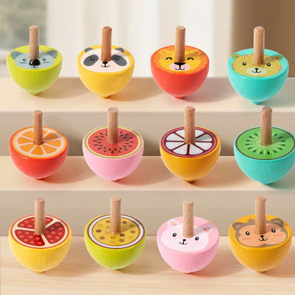Wooden Montessori fidget spinner toy for kids motor skills development and stress relief.