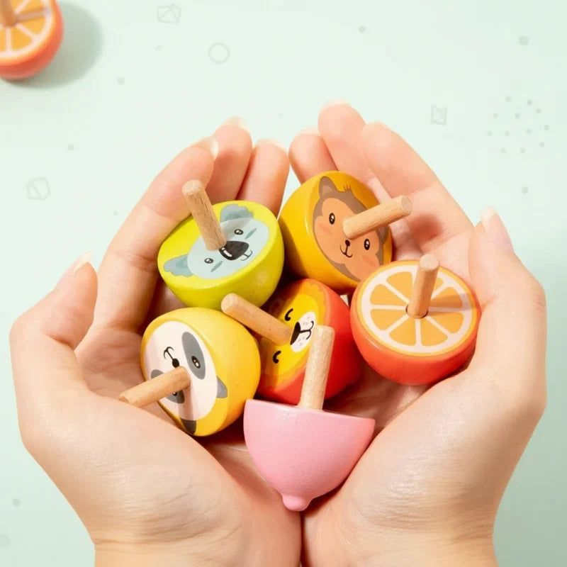 Top view of a durable wooden fidget spinner, an educational toy for young kids' concentration.