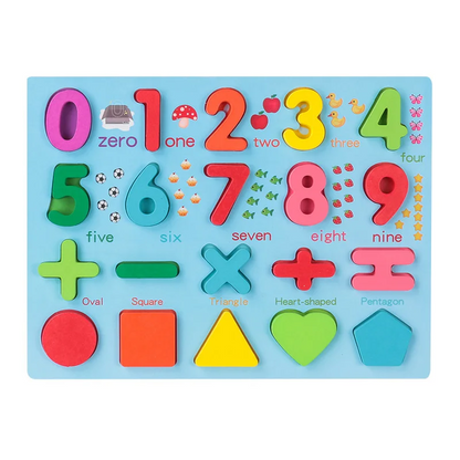 Educational wooden board, a Montessori-inspired toy for kids to practice letter and number recognition