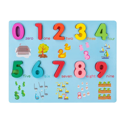 Cognitive development woodenessori board, an educational toy for kids to learn ABCs and 123s interactively