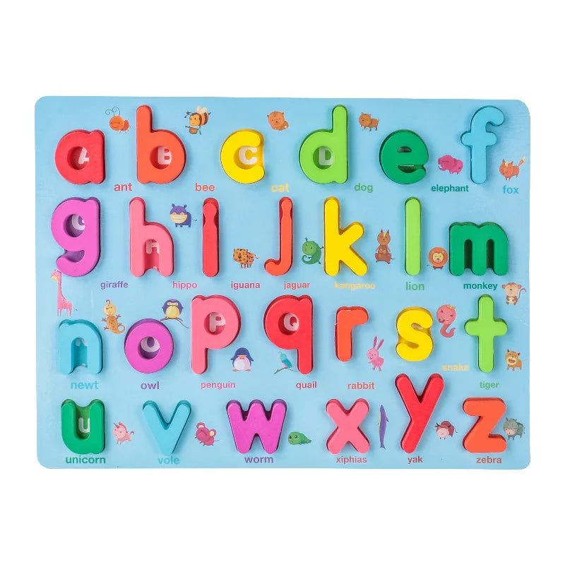 Kid activity wooden Montessori board, an alphabet learning and number learning puzzle for cognitive skills