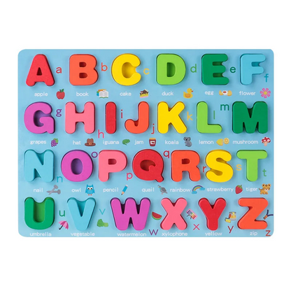 Kids' wooden Montessori educational board, perfect for learning letters, numbers, and improving fine motor skills