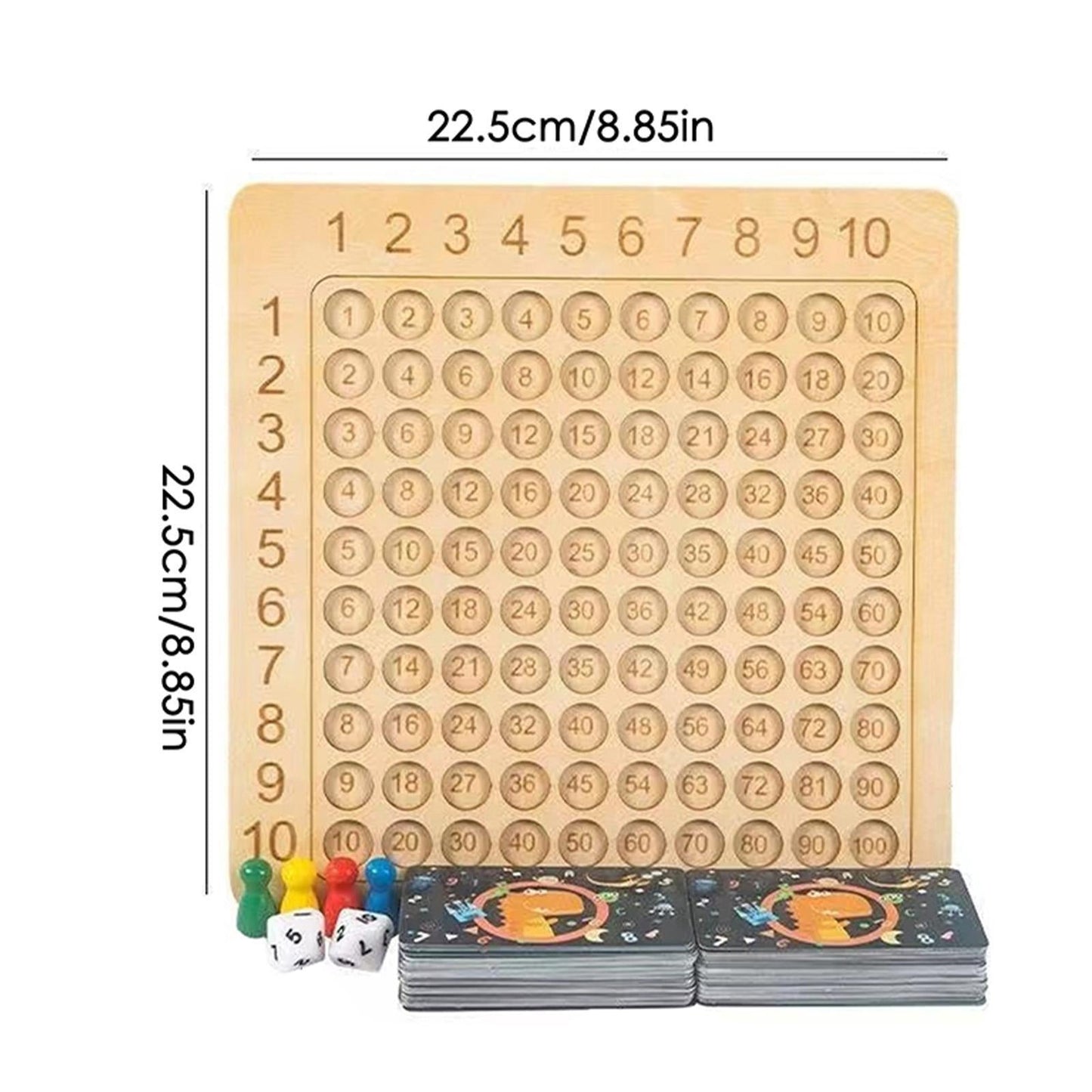 Kids learning math with a brightly colored, wooden multiplication board game, an educational gift.