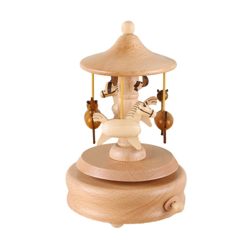 Hand-painted wooden musical carousel, a beautiful and soothing baby toy and nursery decor gift.