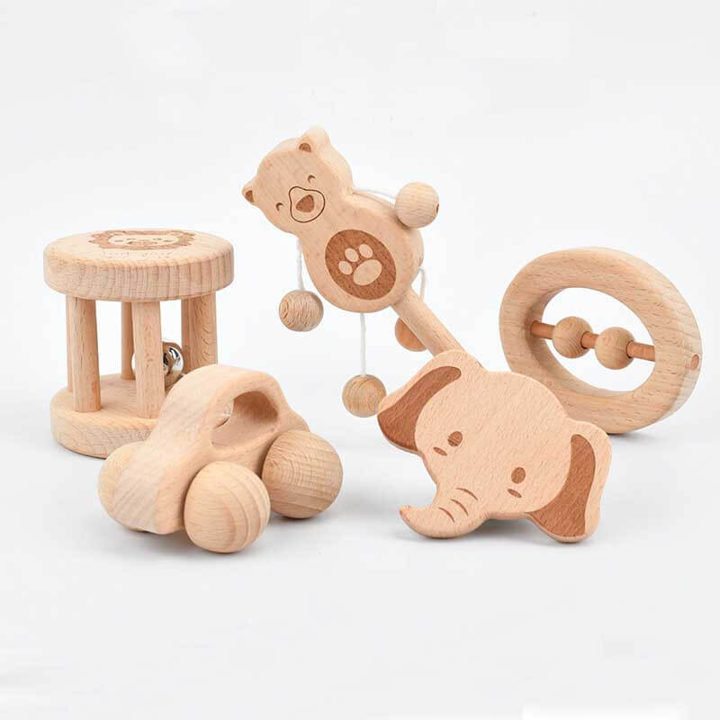 Baby wooden musical hand bells, a safe and engaging toy for newborn and toddler sensory play.