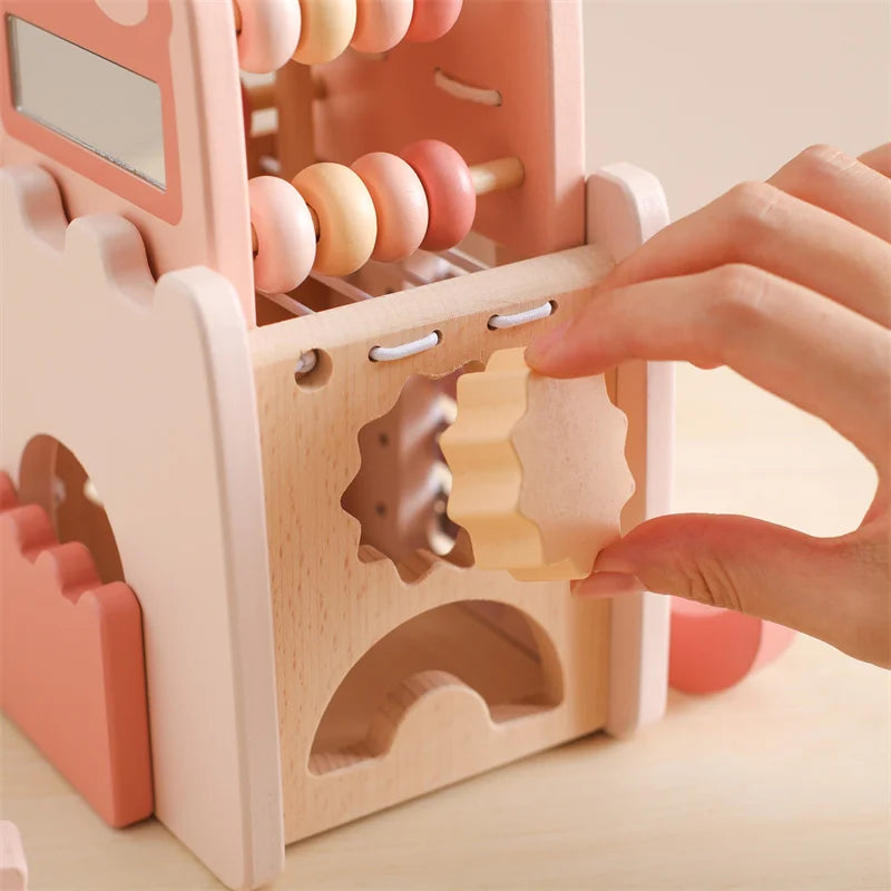 Kids learning music with Wooden Musical Instrument Tower, an engaging children's gift