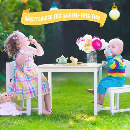 Complete wooden tea set for kids, an educational toy for imaginative role play & learning