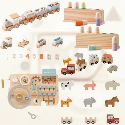 Preschool wooden sensory toy, durable & safe for toddlers, promoting educational play.
