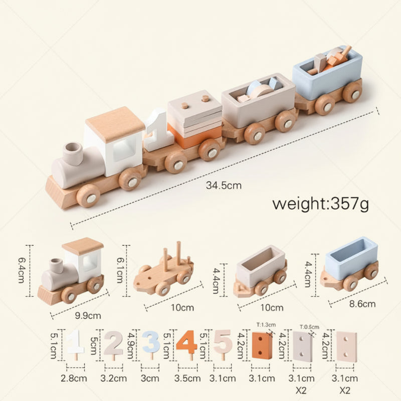 Educational wooden sensory toy with movable parts, designed for baby's motor skills and learning.