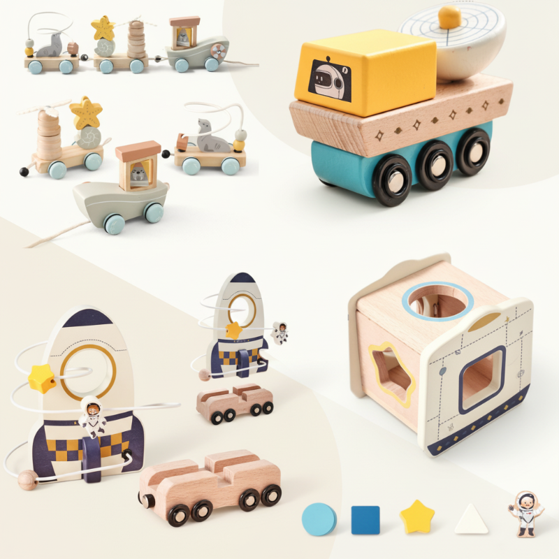 Brightly colored wooden educational toy for toddlers, encourages sensory exploration and play.