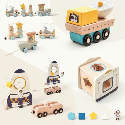 Brightly colored wooden educational toy for toddlers, encourages sensory exploration and play.