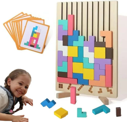 Wooden stacking blocks game for kids & adults, educational toy, skill development
