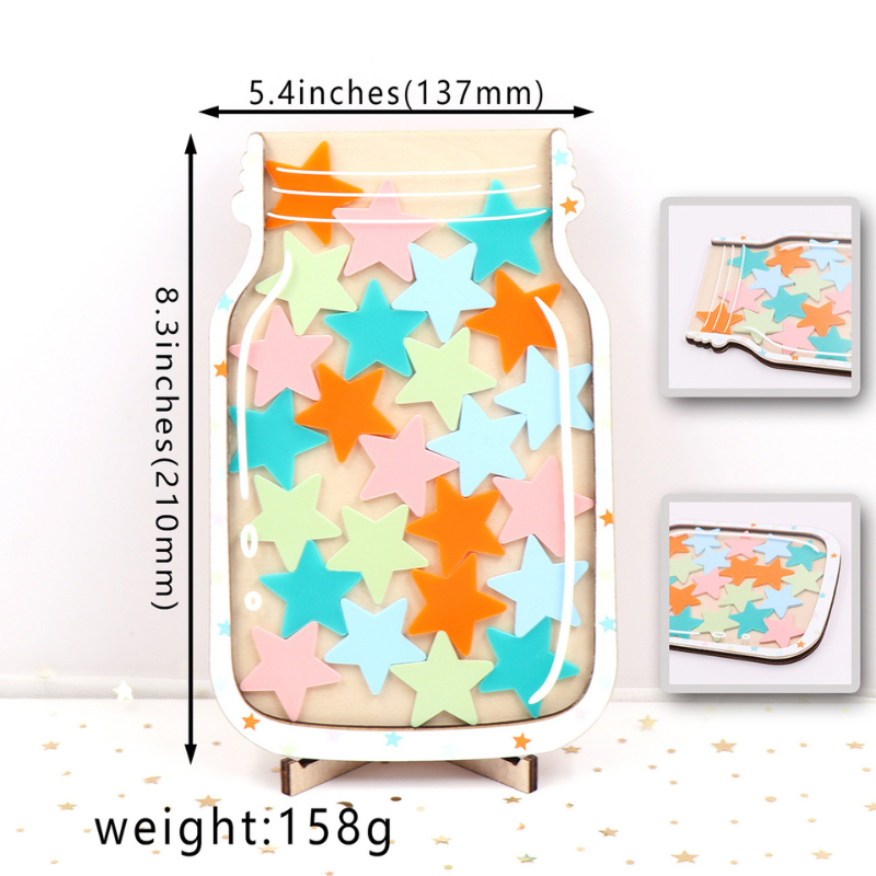 Children's star reward jar, an educational learning toy for positive reinforcement and family activities.