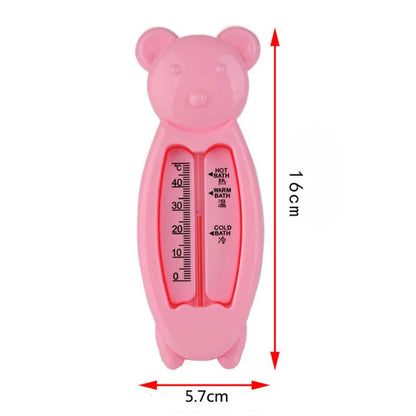 Yellow floating bear bath thermometer with clear display, a reliable water safety tool for babies.