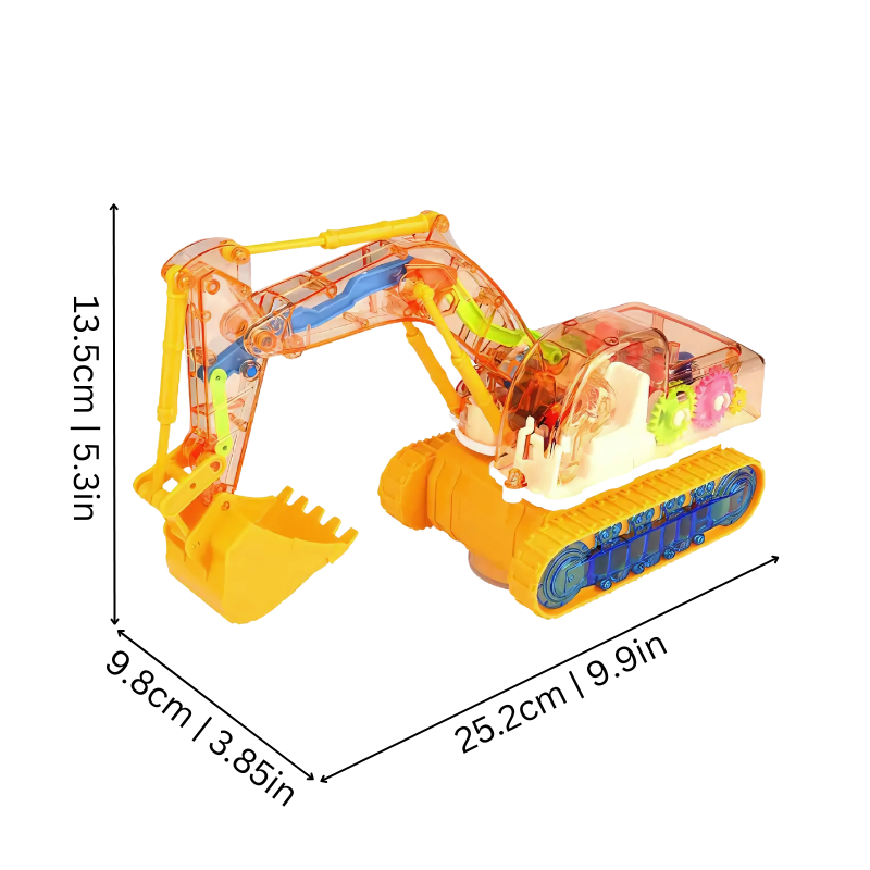 Blue kids' light-up excavator toy with flashing lights and sounds, ideal for creative toddler play.
