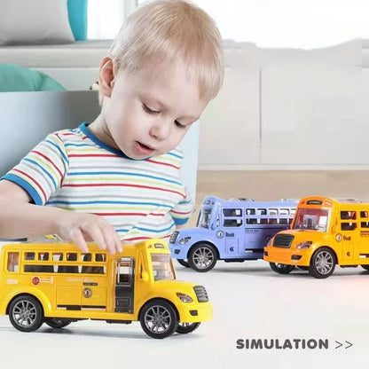 Educational yellow school bus toy car for children, perfect for playtime and skill development