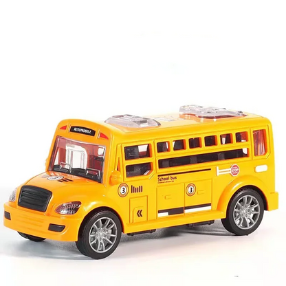 Kids' plastic school bus toy, promoting creative play and motor skill development, a fun educational toy