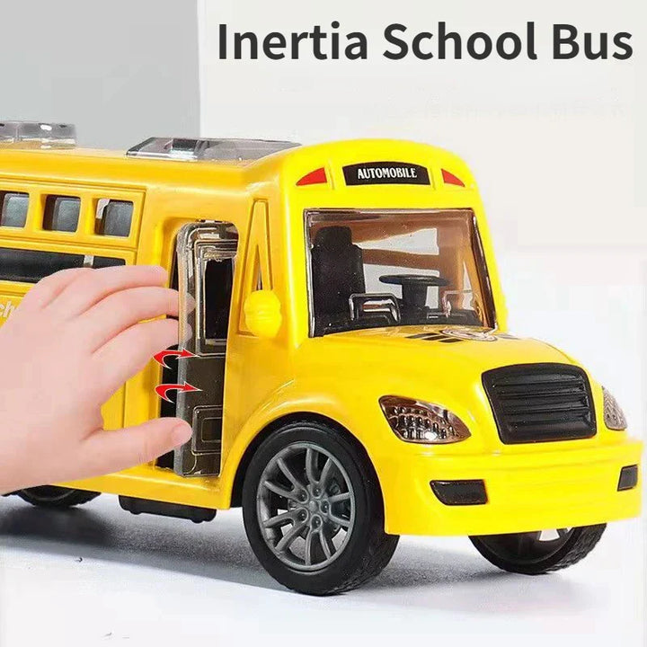 Bright yellow school bus toy car, an engaging educational toy for kids, fosters imaginative playtime
