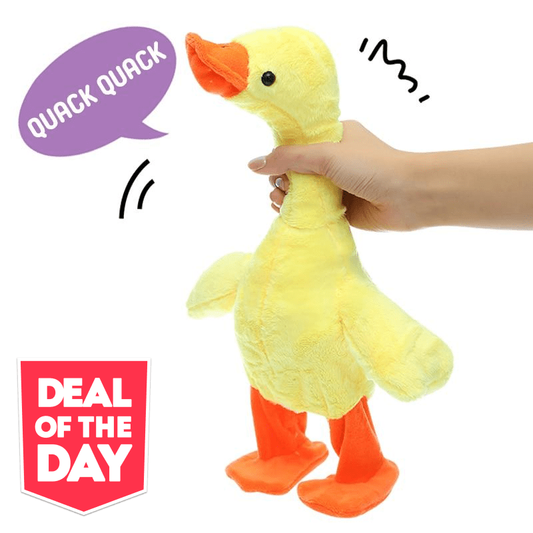 Yellow talking duck plush toy for kids, soft interactive educational baby toy