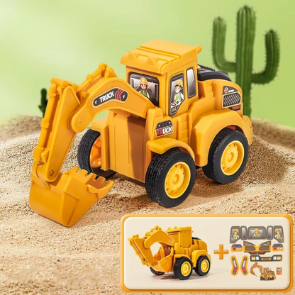 Yellow toy dump truck for toddlers, push-and-go action, construction vehicle fun