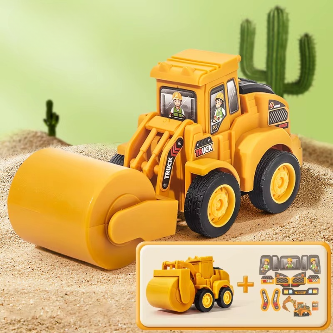 Blue toy excavator for kids, push-and-go, perfect for developmental play