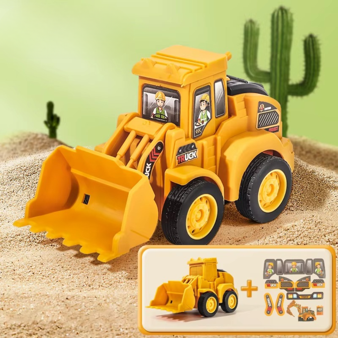 Green toy cement mixer, push-and-go construction vehicle, educational toddler toy