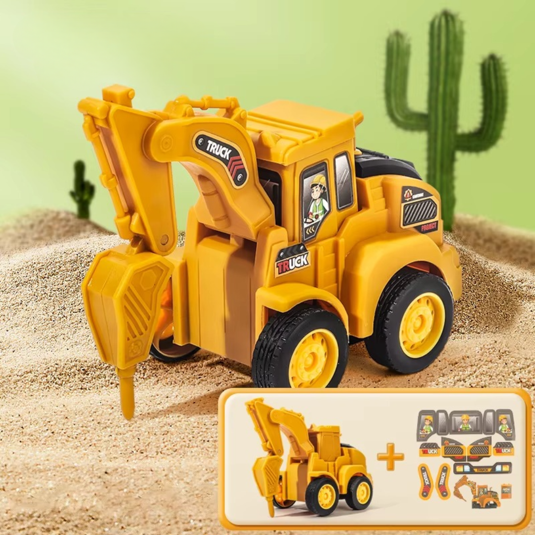 Push-and-go toy front-loader, orange, designed for young children, developing play