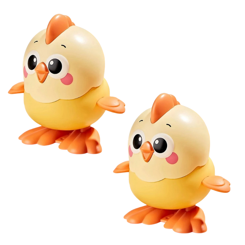 Bright yellow wind-up crawling baby chick toy, ideal for playful learning & active kids.