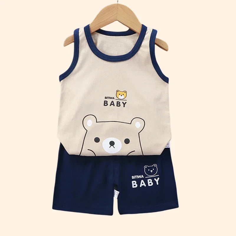 Children's summer sports set: lightweight, breathable blue top and shorts for active toddlers.
