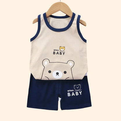 Children's summer sports set: lightweight, breathable blue top and shorts for active toddlers.