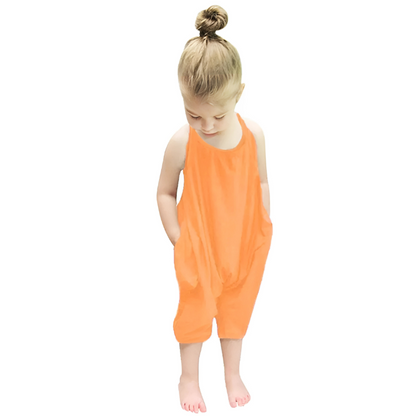 Pretty patterned backless harem jumpsuit for girls, made from breathable summer cotton blend