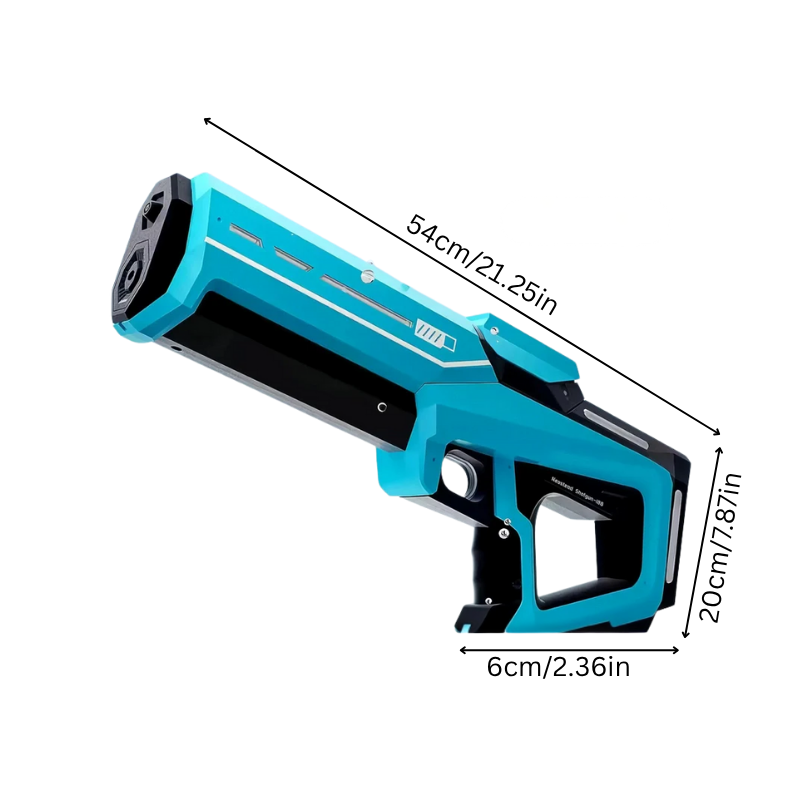 Rechargeable electric water gun in action, ideal for kids active play and long-range use.